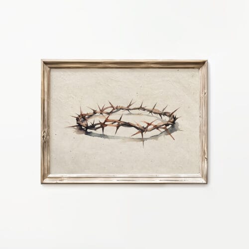 Textured crown of thorns Good Friday wall art Christian watercolor religious decoration inspired by Isaiah 53:5
